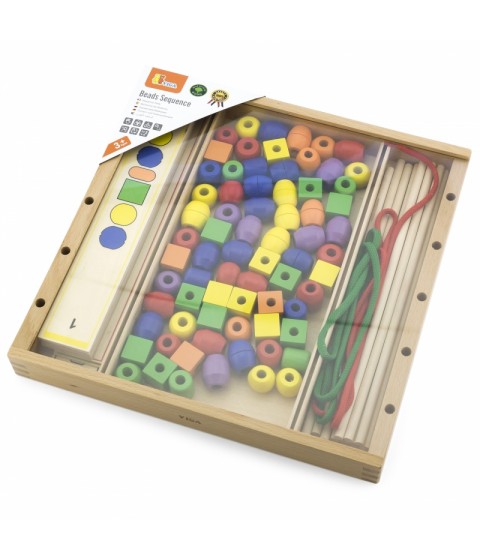 VIGA medinis edukacinis žaidimas „Loginiai karoliukai“, 104 Montessori detalės
