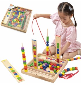 VIGA medinis edukacinis žaidimas „Loginiai karoliukai“, 104 Montessori detalės