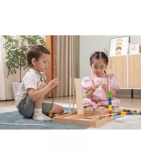 VIGA medinis edukacinis žaidimas „Loginiai karoliukai“, 104 Montessori detalės