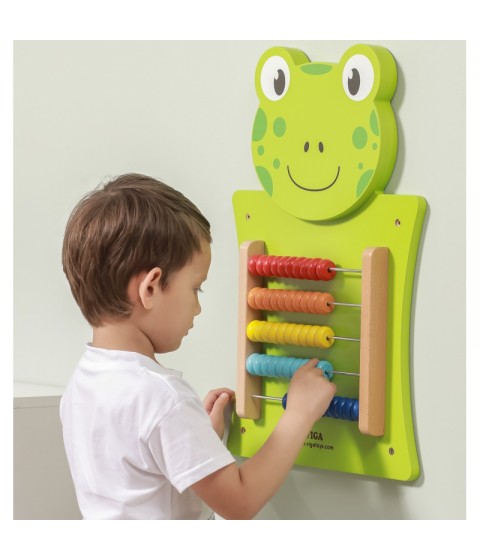 VIGA medinė manipuliavimo lenta „Abacus Frog“ FSC Montessori sertifikatas
