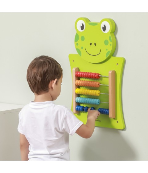 VIGA medinė manipuliavimo lenta „Abacus Frog“ FSC Montessori sertifikatas