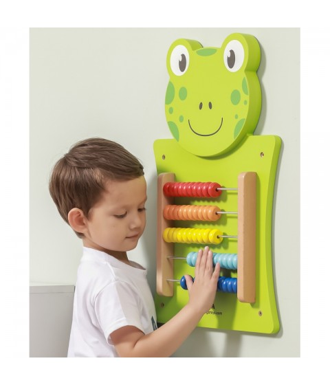 VIGA medinė manipuliavimo lenta „Abacus Frog“ FSC Montessori sertifikatas