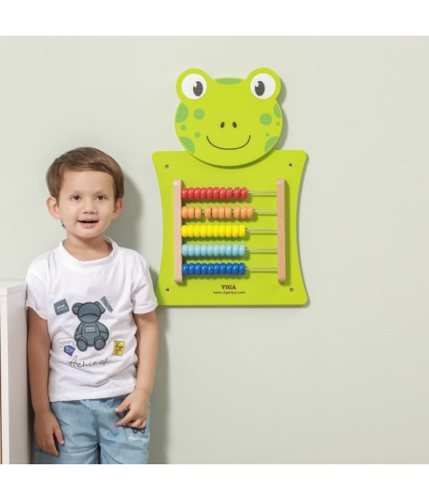 VIGA medinė manipuliavimo lenta „Abacus Frog“ FSC Montessori sertifikatas