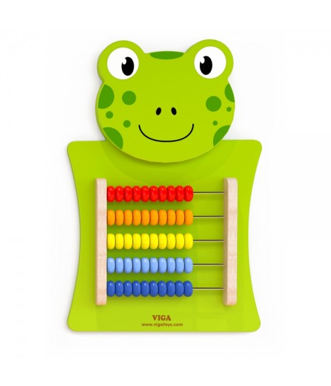 VIGA medinė manipuliavimo lenta „Abacus Frog“ FSC Montessori sertifikatas