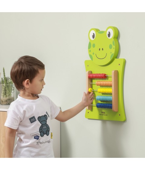 VIGA medinė manipuliavimo lenta „Abacus Frog“ FSC Montessori sertifikatas