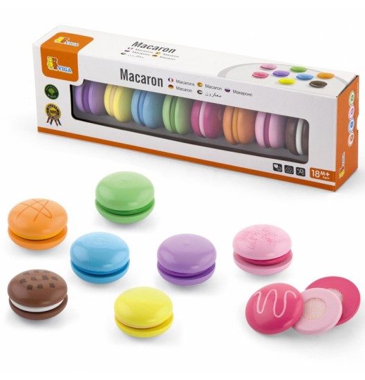 VIGA medinių sausainių rinkinys, spalvingi sausainiai „Macaroon“, 8 vnt.