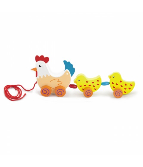VIGA traukiamųjų vištų rinkinys su viščiukais, 36 cm