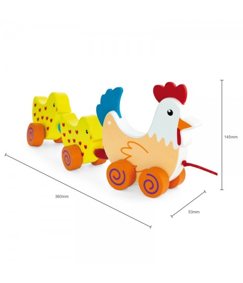 VIGA traukiamųjų vištų rinkinys su viščiukais, 36 cm