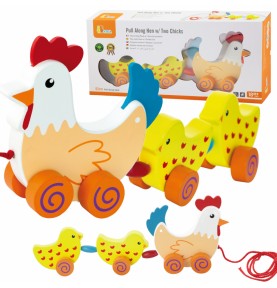 VIGA traukiamųjų vištų rinkinys su viščiukais, 36 cm