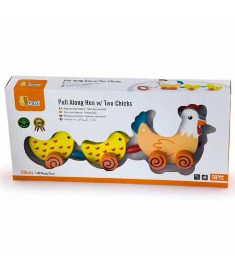 VIGA traukiamųjų vištų rinkinys su viščiukais, 36 cm