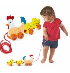 VIGA traukiamųjų vištų rinkinys su viščiukais, 36 cm