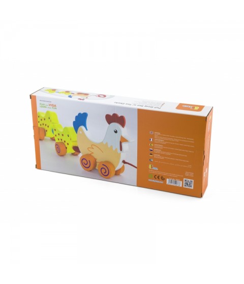 VIGA traukiamųjų vištų rinkinys su viščiukais, 36 cm