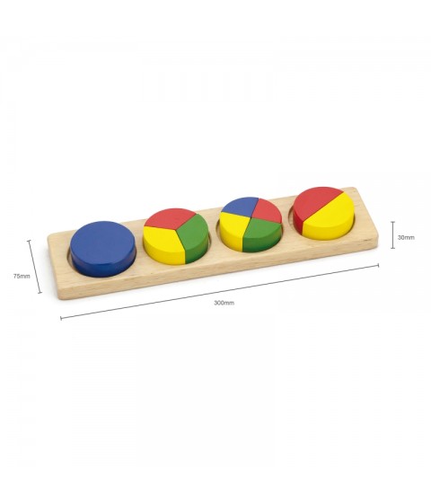 VIGA medinė dėlionė „Matematinės trupmenos“, 10 Montessori kaladėlių