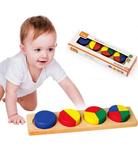 VIGA medinė dėlionė „Matematinės trupmenos“, 10 Montessori kaladėlių