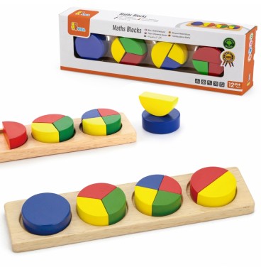 VIGA medinė dėlionė „Matematinės trupmenos“, 10 Montessori kaladėlių
