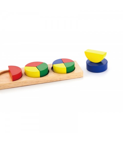 VIGA medinė dėlionė „Matematinės trupmenos“, 10 Montessori kaladėlių