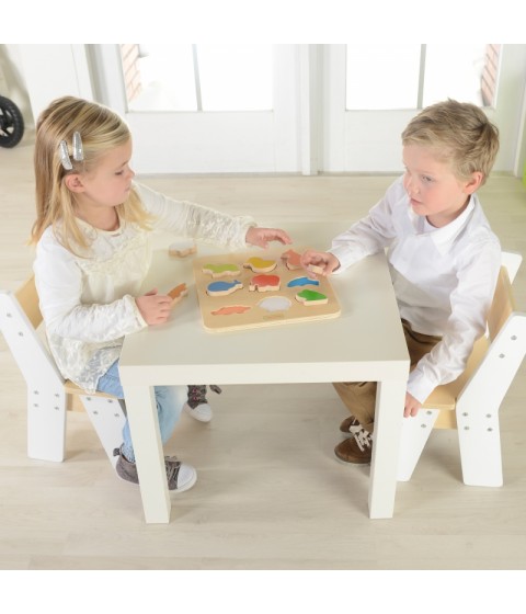 MASTERKIDZ medinis figūrėlių rūšiuoklis, spalvingi gyvūnai, Montessori