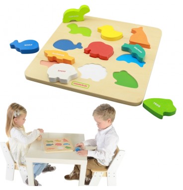 MASTERKIDZ medinių formų rūšiuotojas Colorful Animals Montessori