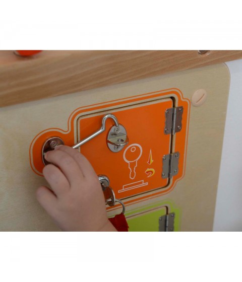 MASTERKIDZ Mokymosi atidaryti ir uždaryti spynas sieninė manipuliavimo lenta