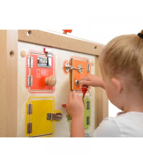 MASTERKIDZ Mokymosi atidaryti ir uždaryti spynas sieninė manipuliavimo lenta