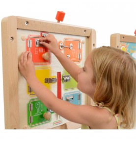 MASTERKIDZ Mokymosi atidaryti ir uždaryti spynas sieninė manipuliavimo lenta