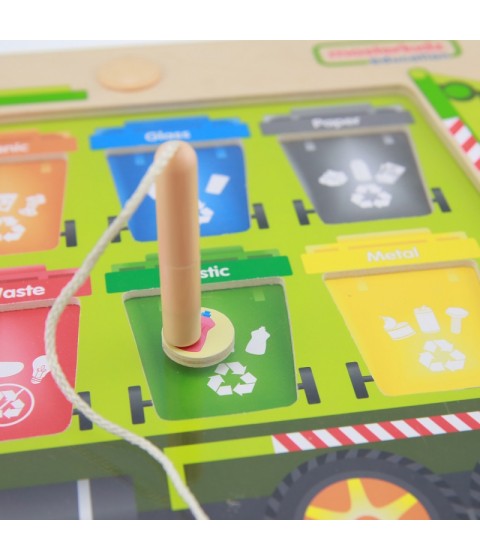 MASTERKIDZ magnetinė lenta, atliekų rūšiavimo Montessori perdirbimo sunkvežimis
