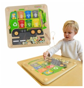 MASTERKIDZ magnetinė lenta, atliekų rūšiavimo Montessori perdirbimo sunkvežimis
