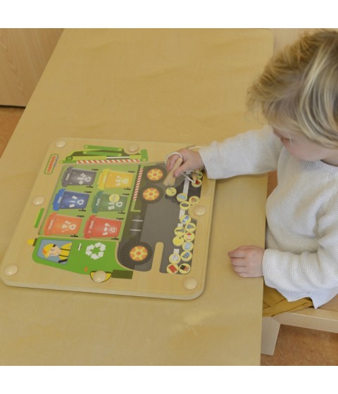 MASTERKIDZ magnetinė lenta, atliekų rūšiavimo Montessori perdirbimo sunkvežimis