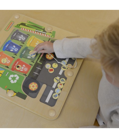 MASTERKIDZ magnetinė lenta, atliekų rūšiavimo Montessori perdirbimo sunkvežimis