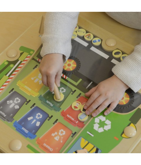 MASTERKIDZ magnetinė lenta, atliekų rūšiavimo Montessori perdirbimo sunkvežimis