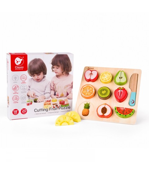 CLASSIC WORLD Montessori vaisių pjaustymo rinkinys su lipdukais, 20 vnt.