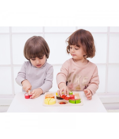 CLASSIC WORLD Montessori vaisių pjaustymo rinkinys su lipdukais, 20 vnt.