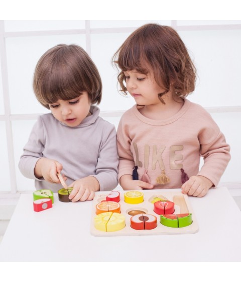 CLASSIC WORLD Montessori vaisių pjaustymo rinkinys su lipdukais, 20 vnt.