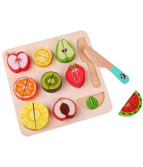 CLASSIC WORLD Montessori vaisių pjaustymo rinkinys su lipdukais, 20 vnt.