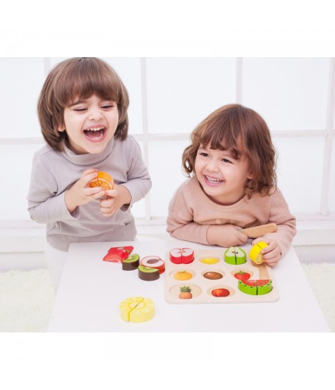 CLASSIC WORLD Montessori vaisių pjaustymo rinkinys su lipdukais, 20 vnt.