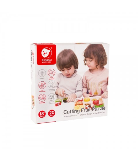 CLASSIC WORLD Montessori vaisių pjaustymo rinkinys su lipdukais, 20 vnt.