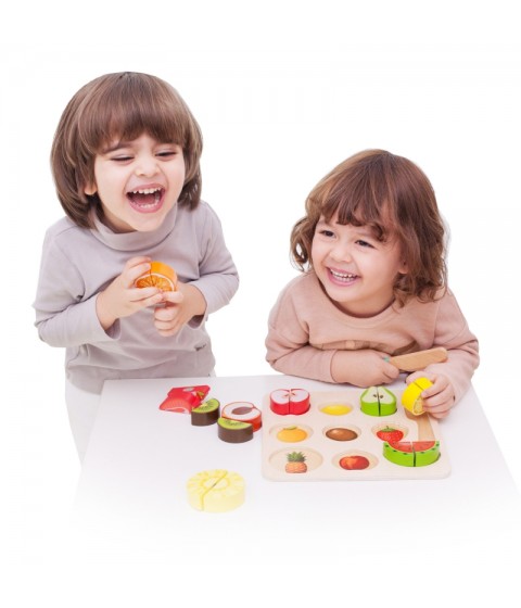 CLASSIC WORLD Montessori vaisių pjaustymo rinkinys su lipdukais, 20 vnt.