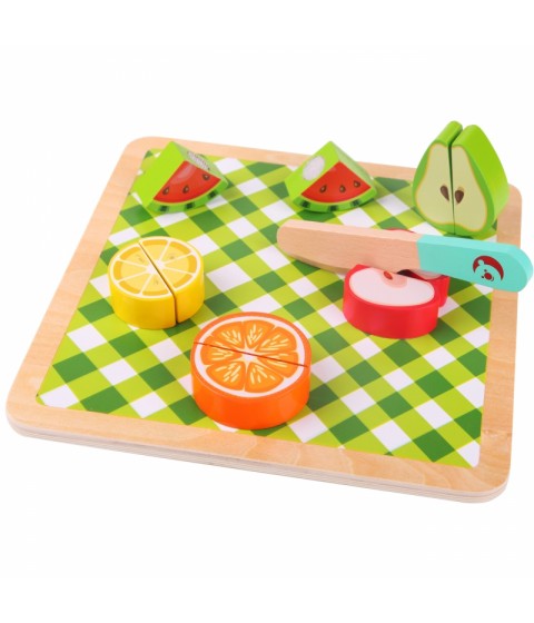 CLASSIC WORLD Montessori vaisių pjaustymo rinkinys su lipdukais, 20 vnt.