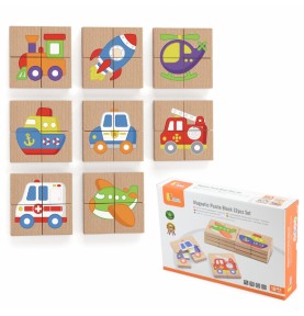 Viga medinė dėlionė, magnetinė dėlionė – transporto priemonės, sertifikuota FSC