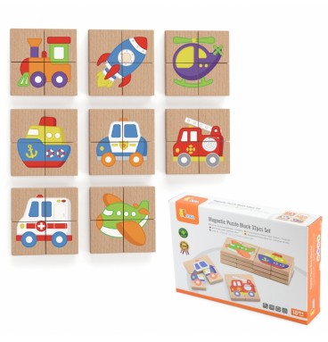 Viga medinė dėlionė, magnetinė dėlionė – transporto priemonės, sertifikuota FSC