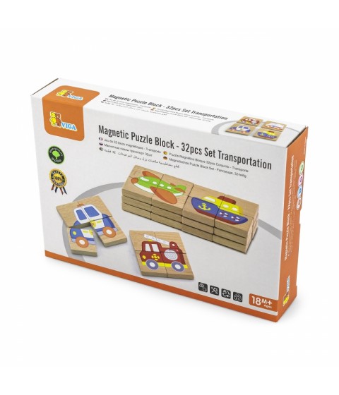 Viga medinė dėlionė, magnetinė dėlionė – transporto priemonės, sertifikuota FSC
