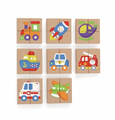 Viga medinė dėlionė, magnetinė dėlionė – transporto priemonės, sertifikuota FSC