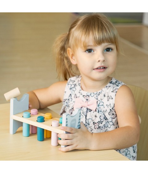 VIGA PolarB medinis suoliukas su plaktuku - Montessori