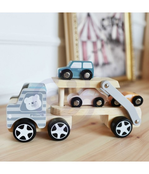 VIGA PolarB medinis žaislinis automobilis su Montessori mašinėlėmis