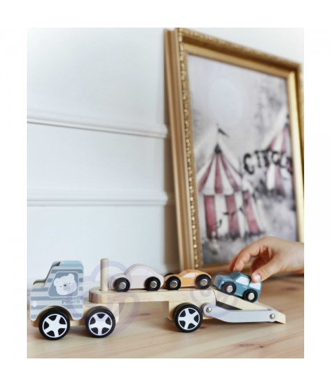 VIGA PolarB medinis žaislinis automobilis su Montessori mašinėlėmis