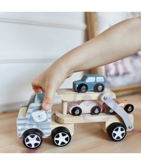 VIGA PolarB medinis žaislinis automobilis su Montessori mašinėlėmis