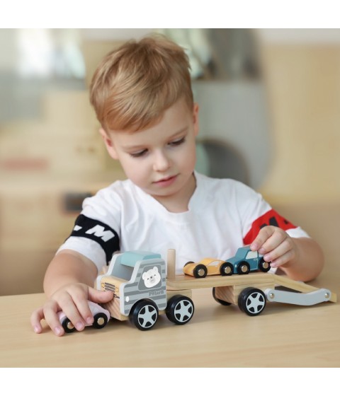 VIGA PolarB medinis žaislinis automobilis su Montessori mašinėlėmis