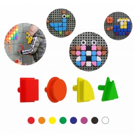 MASTERKIDZ geometriniai elementai, 8 spalvos, 256 vnt. STEM lentos priedų