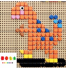 MASTERKIDZ geometriniai elementai, 8 spalvos, 256 vnt. STEM lentos priedų