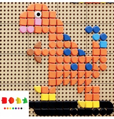 MASTERKIDZ geometriniai elementai, 8 spalvos, 256 vnt. STEM lentos priedų